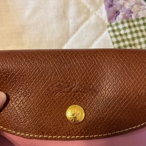 Longchamp Pink Tote with Brown Leather Trim - Picture 4 of 10